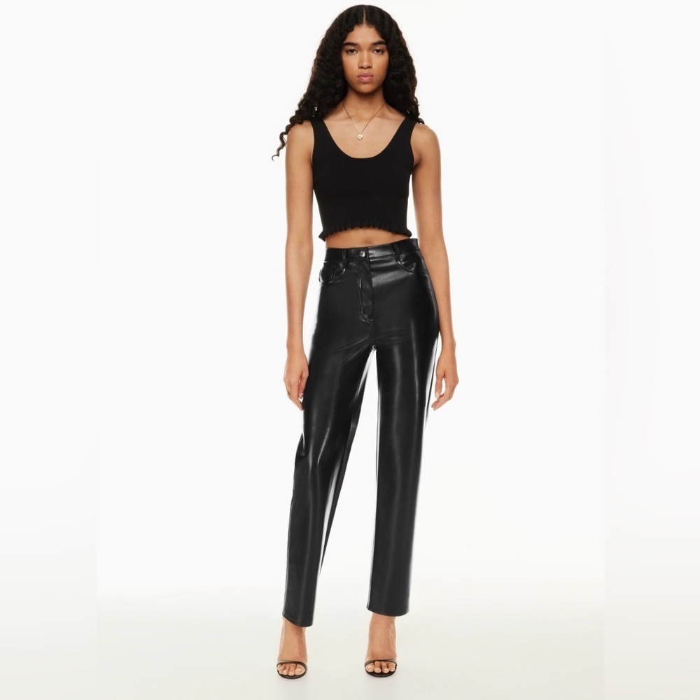 Aritzia Glossy Black Straight Leg Pants